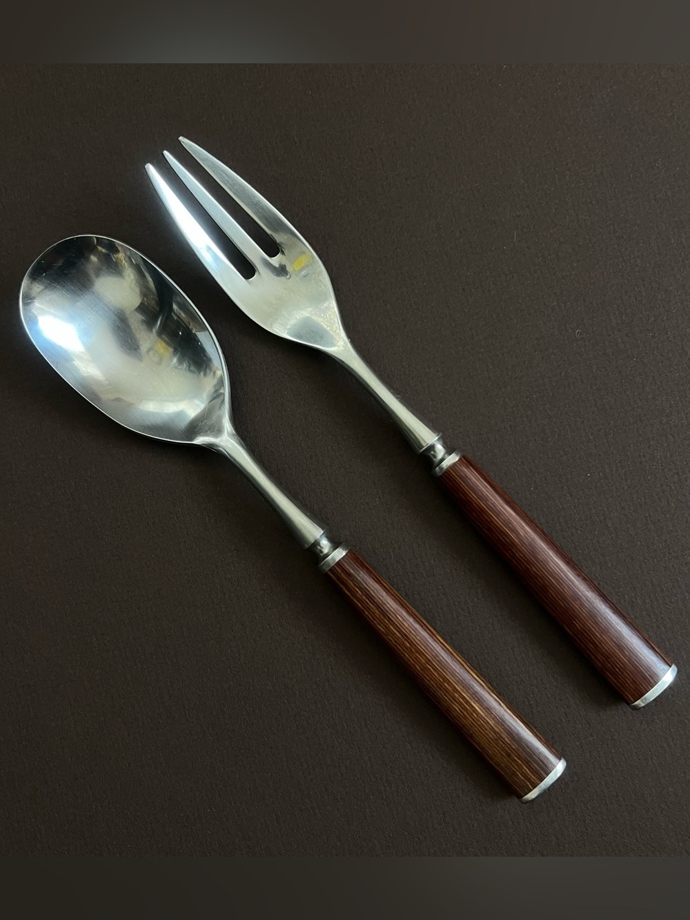 Vintage Dansk Wood Handle Serving Set